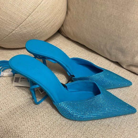 Turquoise Rhinestone Zara Heel - Picture 1 of 2
